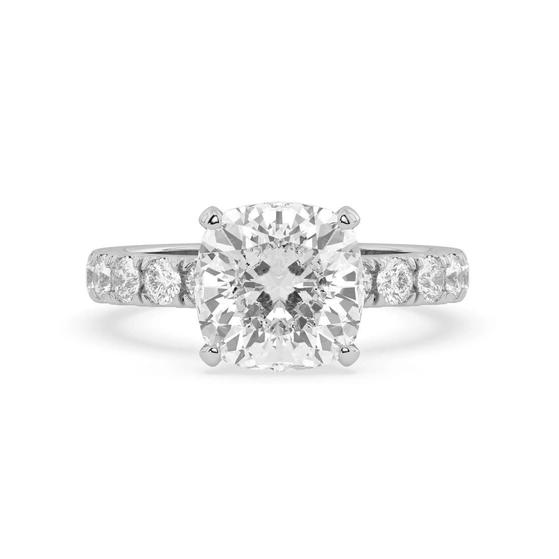 OctaPearl 3 ct Cushion Lab Grown Diamond Pave Engagement Ring