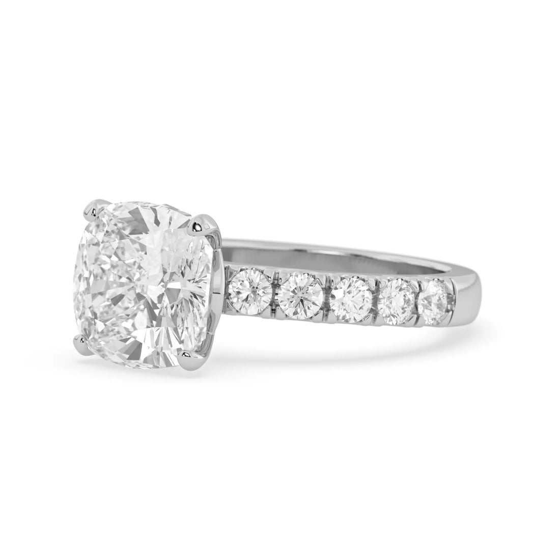 OctaPearl 3 ct Cushion Lab Grown Diamond Pave Engagement Ring
