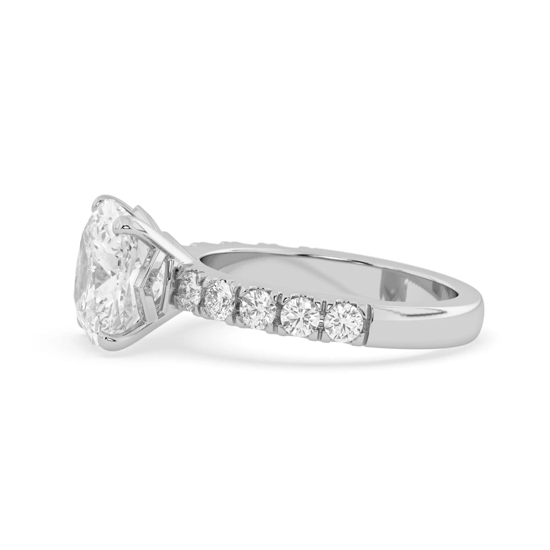 OctaPearl 3 ct Cushion Lab Grown Diamond Pave Engagement Ring