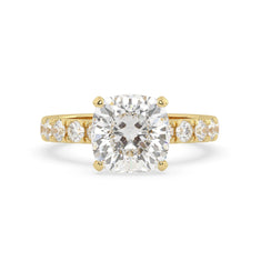 OctaPearl 3 ct Cushion Lab Grown Diamond Pave Engagement Ring