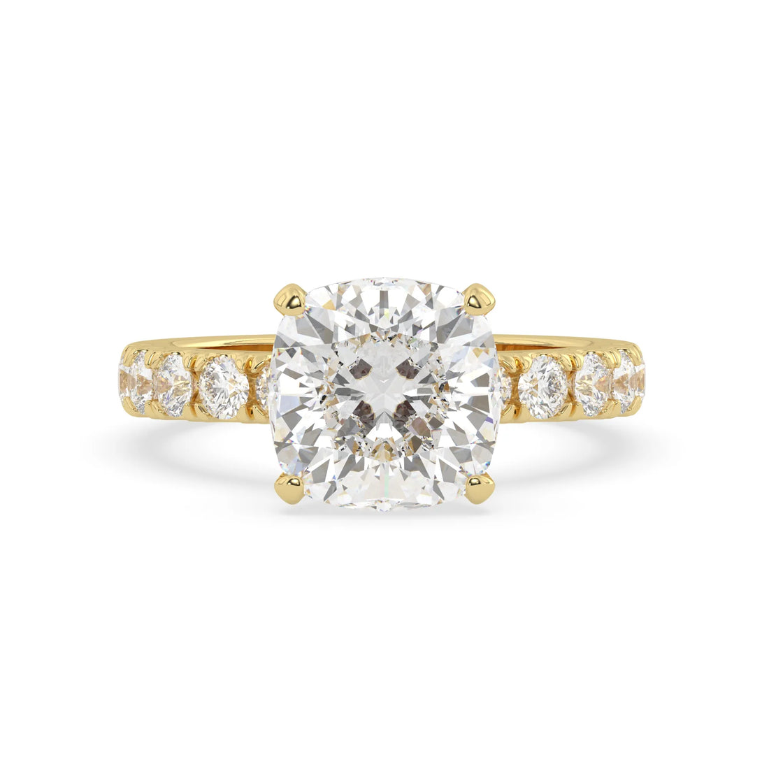 OctaPearl 3 ct Cushion Lab Grown Diamond Pave Engagement Ring