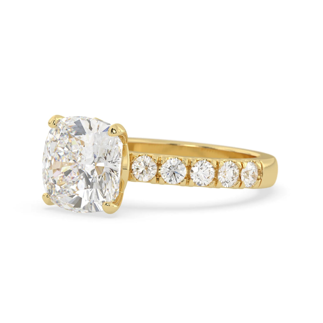 OctaPearl 3 ct Cushion Lab Grown Diamond Pave Engagement Ring