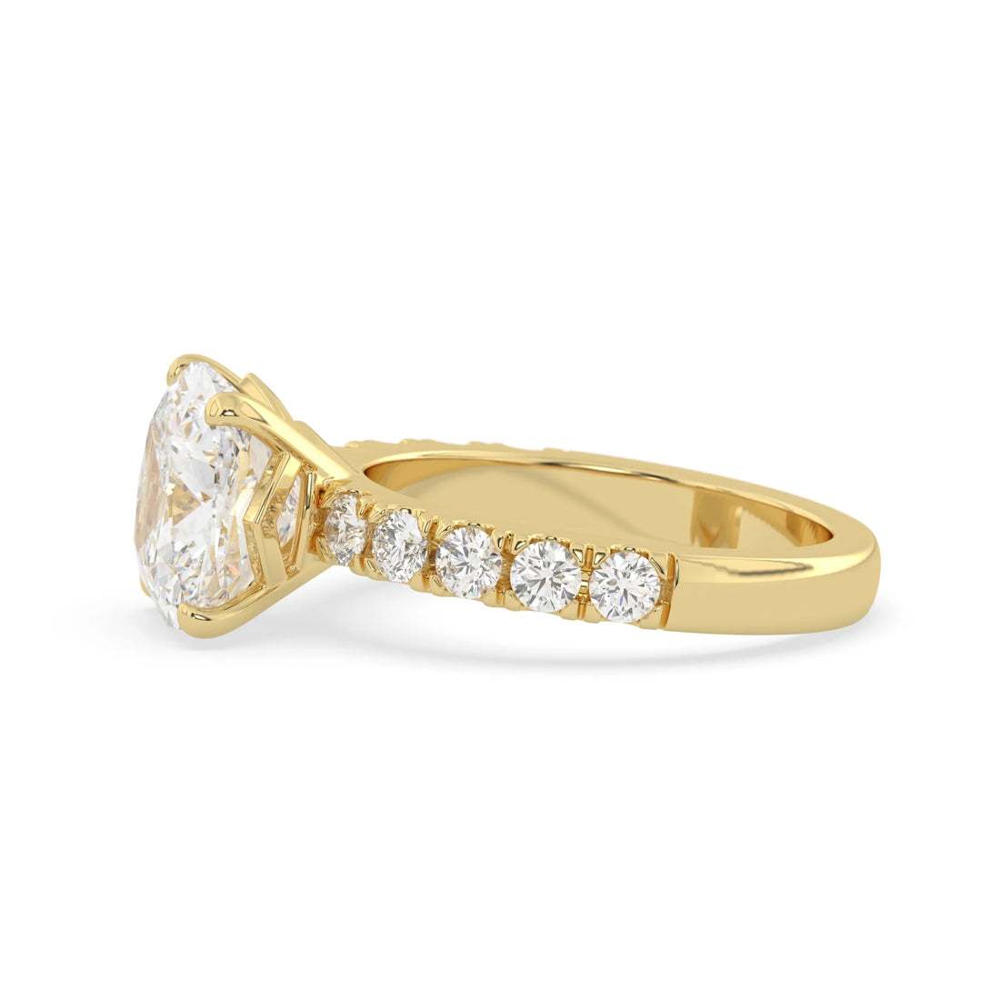 OctaPearl 3 ct Cushion Lab Grown Diamond Pave Engagement Ring
