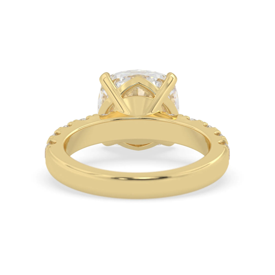 OctaPearl 3 ct Cushion Lab Grown Diamond Pave Engagement Ring