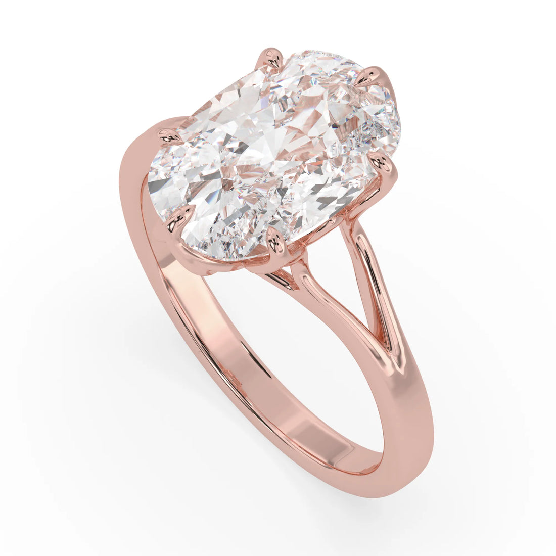 OctaPearl 4.5 ct Cushion Lab Grown Diamond Split Shank Solitaire Engagement Ring