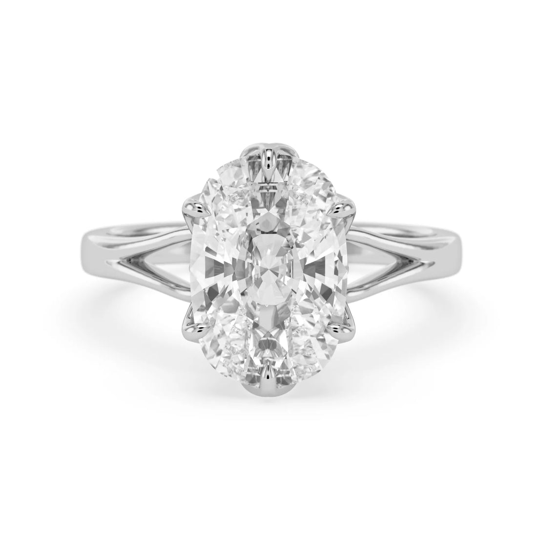 OctaPearl 4.5 ct Cushion Lab Grown Diamond Split Shank Solitaire Engagement Ring