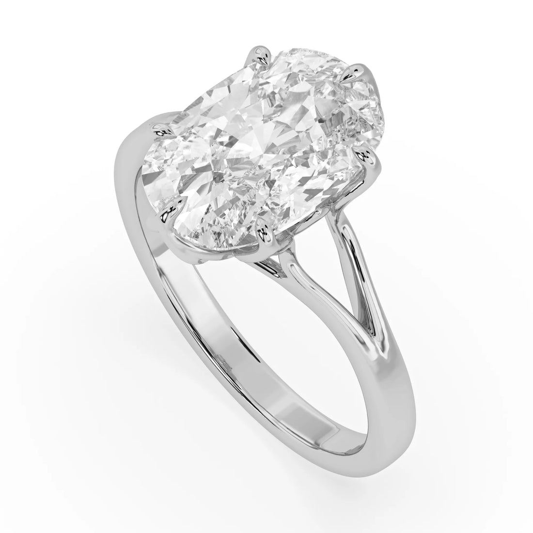 OctaPearl 4.5 ct Cushion Lab Grown Diamond Split Shank Solitaire Engagement Ring