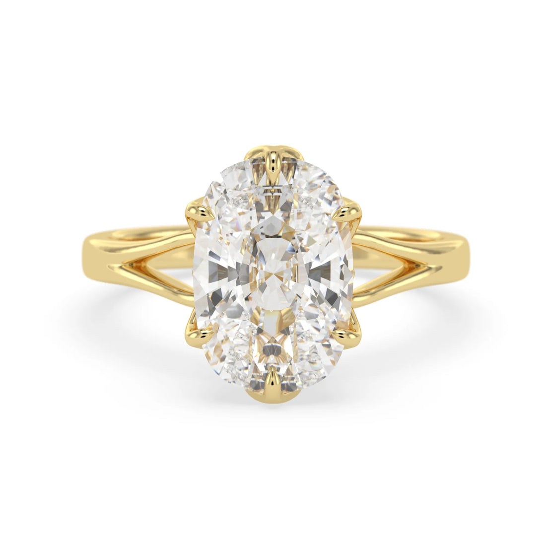 OctaPearl 4.5 ct Cushion Lab Grown Diamond Split Shank Solitaire Engagement Ring
