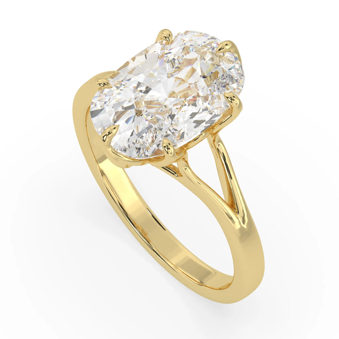OctaPearl 4.5 ct Cushion Lab Grown Diamond Split Shank Solitaire Engagement Ring
