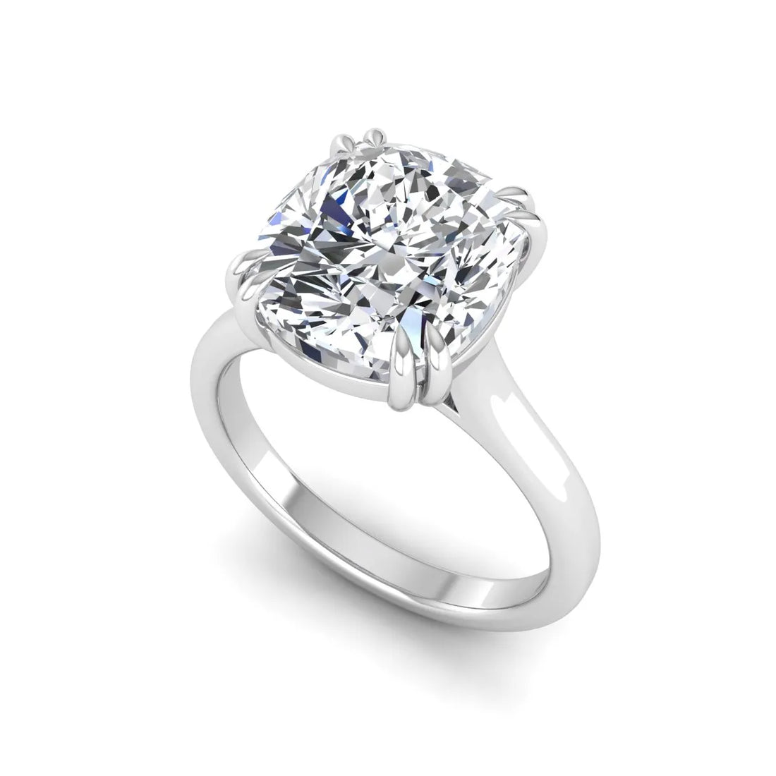 OctaPearl 3.5 ct Cushion Prong Set Lab Grown Diamond Solitaire Engagement Ring