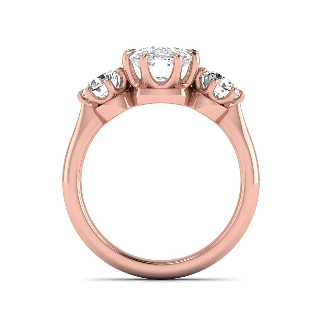 OctaPearl 3 ct Cushion Three Stone Lab Grown Diamond Engagement Ring