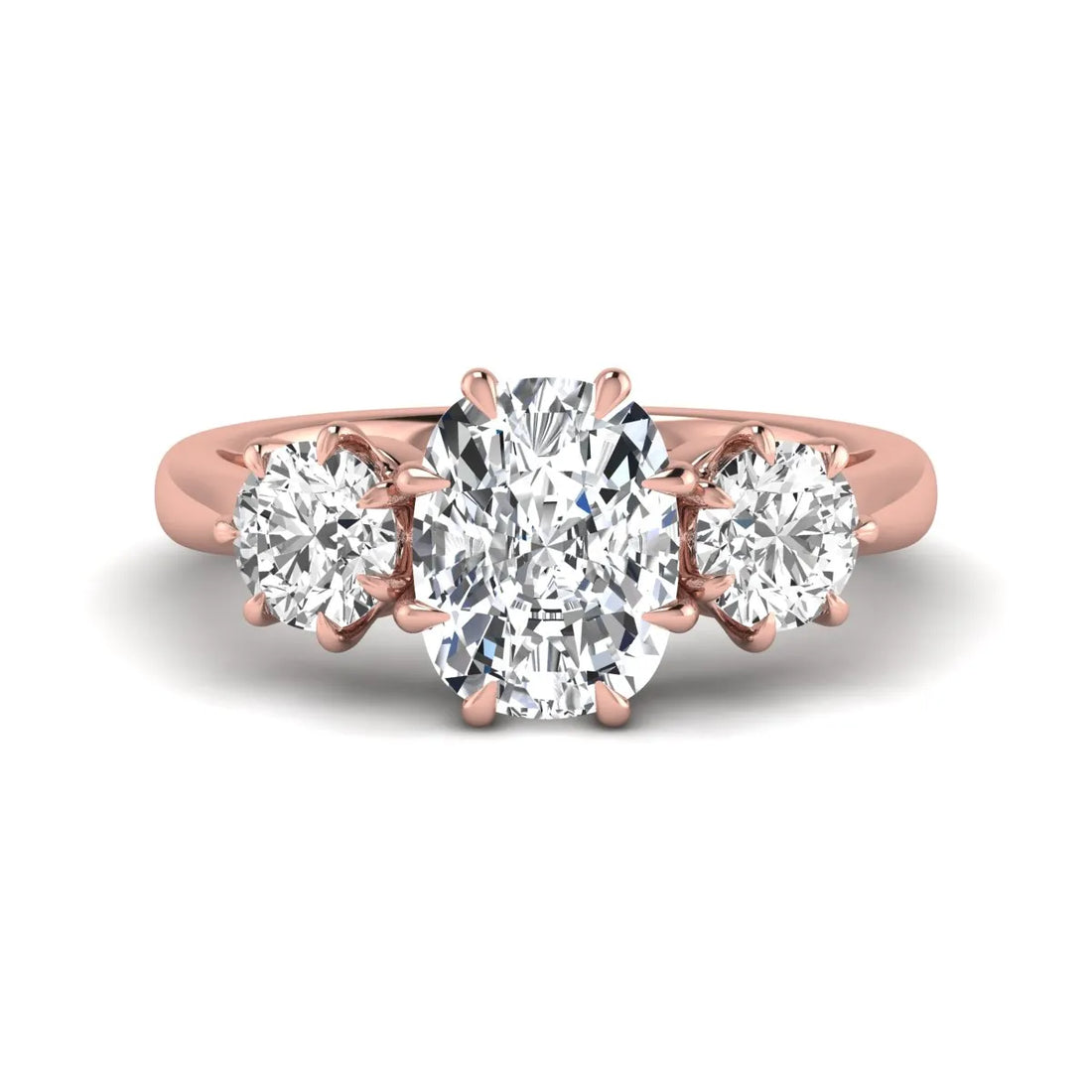 OctaPearl 3 ct Cushion Three Stone Lab Grown Diamond Engagement Ring