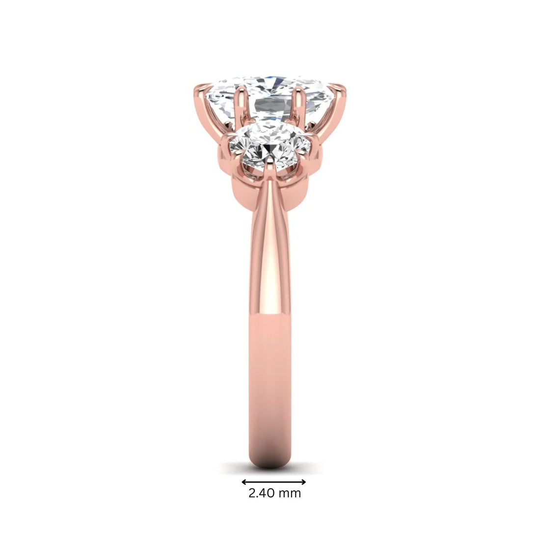 OctaPearl 3 ct Cushion Three Stone Lab Grown Diamond Engagement Ring