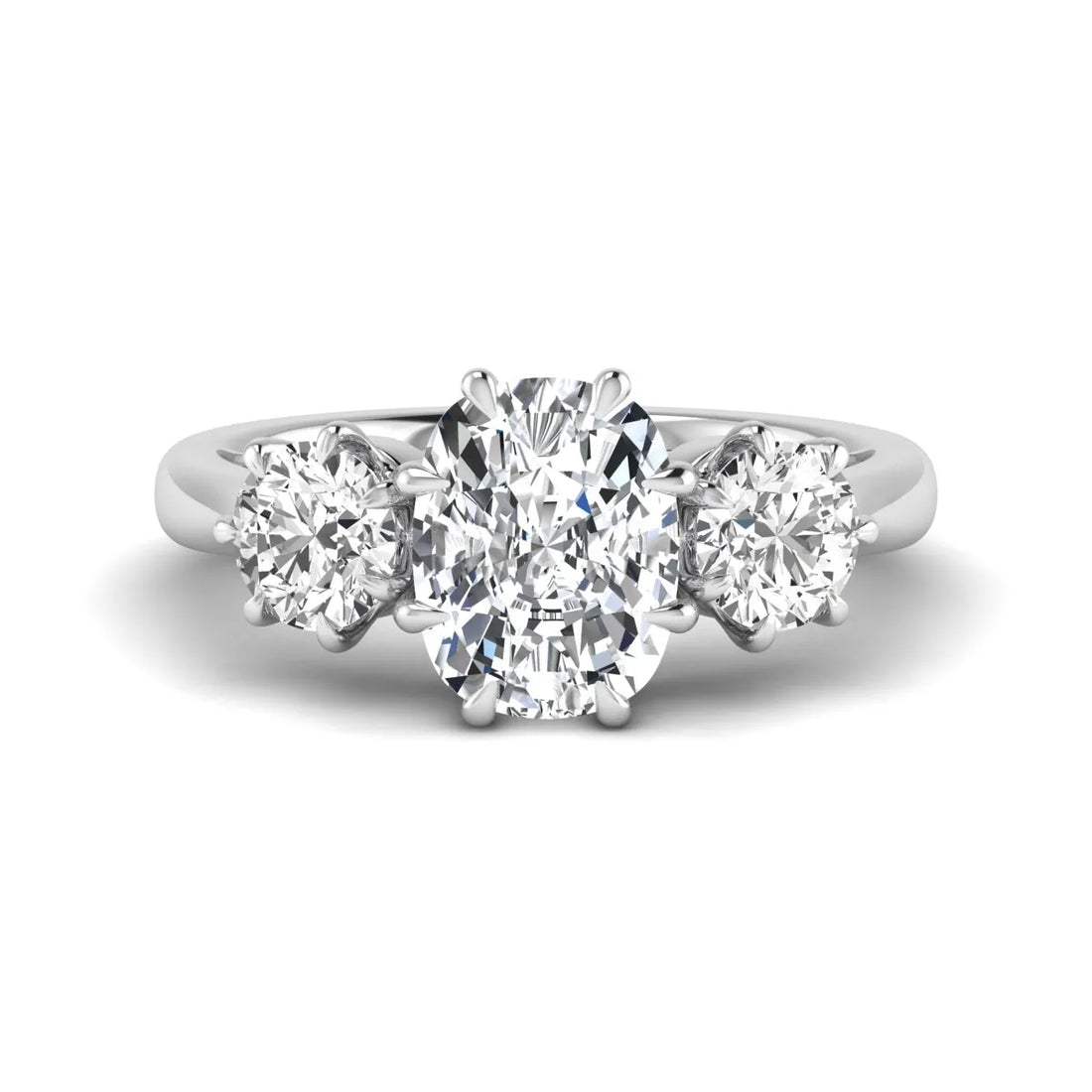 OctaPearl 3 ct Cushion Three Stone Lab Grown Diamond Engagement Ring