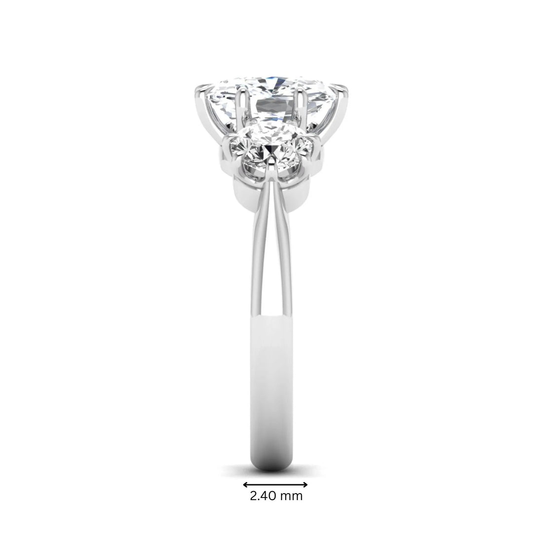 OctaPearl 3 ct Cushion Three Stone Lab Grown Diamond Engagement Ring