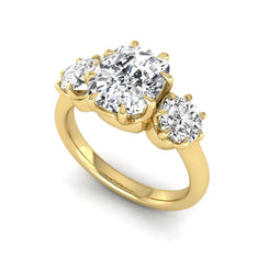 OctaPearl 3 ct Cushion Three Stone Lab Grown Diamond Engagement Ring - alternate view