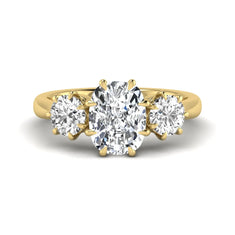 OctaPearl 3 ct Cushion Three Stone Lab Grown Diamond Engagement Ring