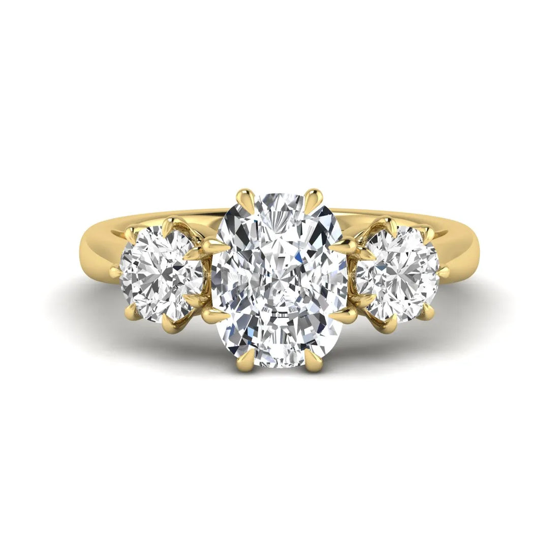 OctaPearl 3 ct Cushion Three Stone Lab Grown Diamond Engagement Ring
