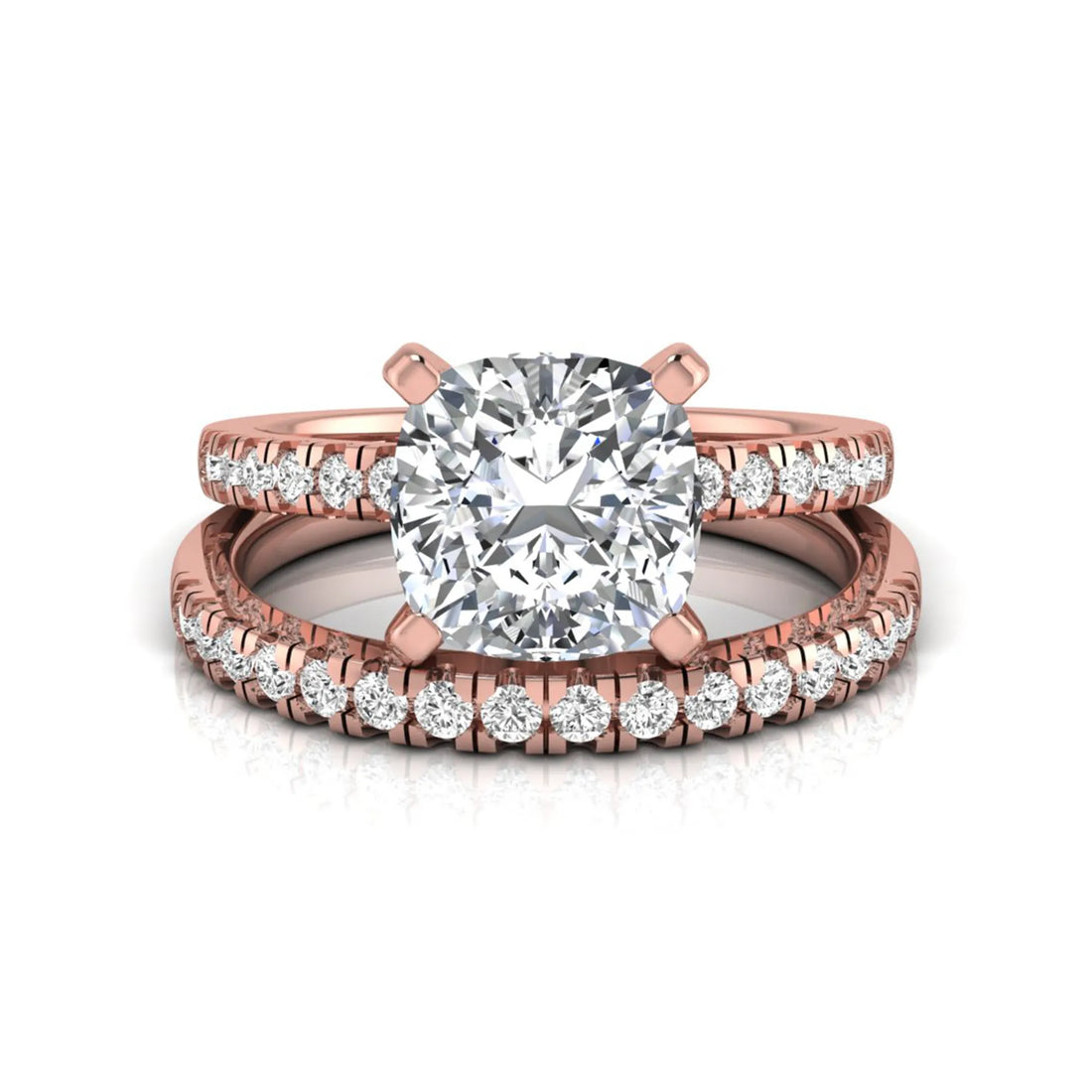 OctaPearl 3 ct Cushion Solitaire Lab Grown Diamond Bridal Ring Set