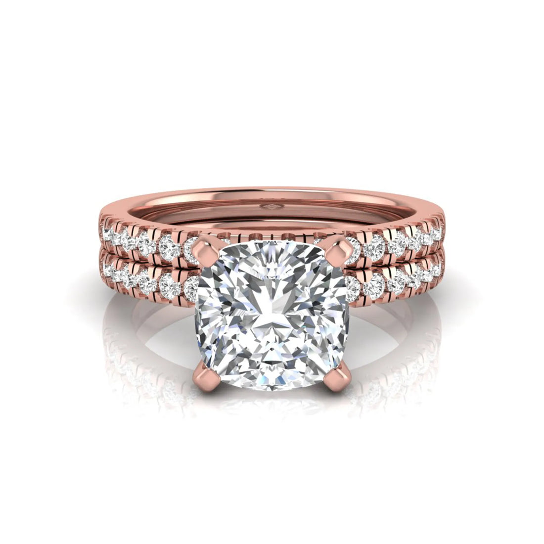 OctaPearl 3 ct Cushion Solitaire Lab Grown Diamond Bridal Ring Set