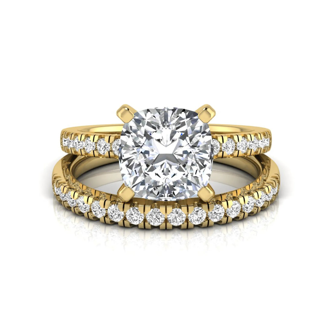 OctaPearl 3 ct Cushion Solitaire Lab Grown Diamond Bridal Ring Set