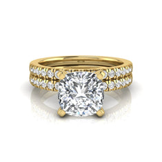 OctaPearl 3 ct Cushion Solitaire Lab Grown Diamond Bridal Ring Set
