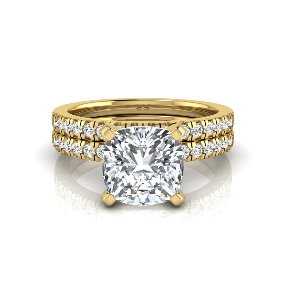 OctaPearl 3 ct Cushion Solitaire Lab Grown Diamond Bridal Ring Set