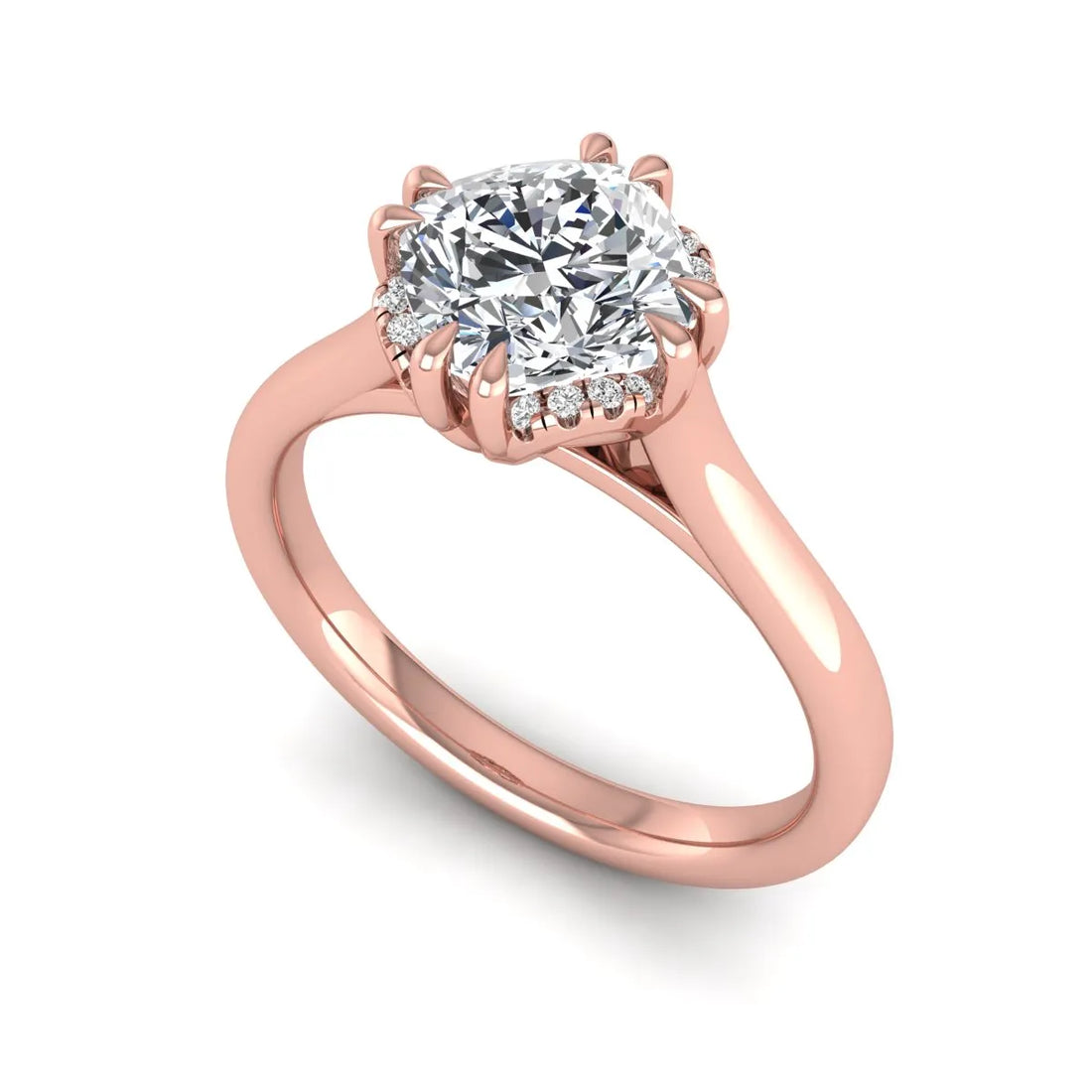 OctaPearl 1.5 ct Cushion Solitaire Lab Grown Diamond Double Claw Engagement Ring