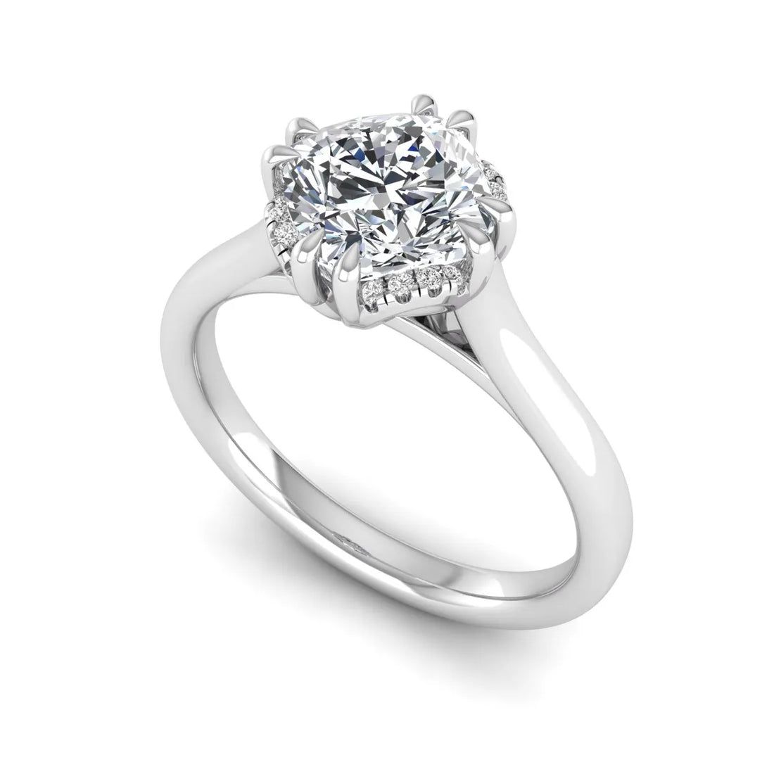 OctaPearl 1.5 ct Cushion Solitaire Lab Grown Diamond Double Claw Engagement Ring