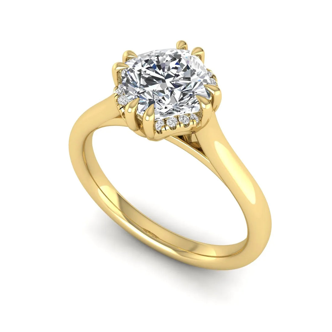 OctaPearl 1.5 ct Cushion Solitaire Lab Grown Diamond Double Claw Engagement Ring