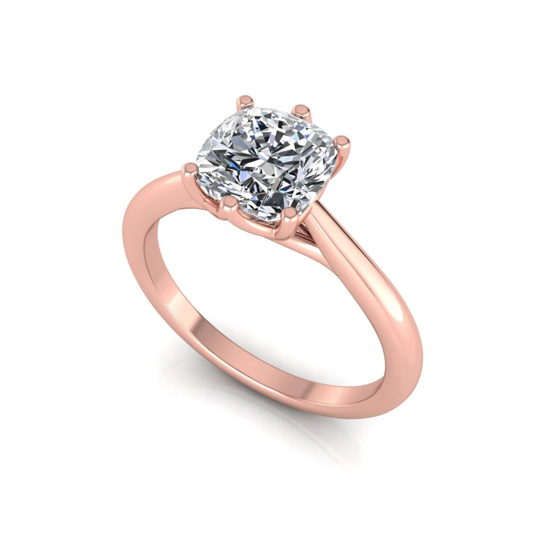 OctaPearl 1.5 ct Cushion Six Prong Lab Grown Diamond Solitaire Engagement Ring