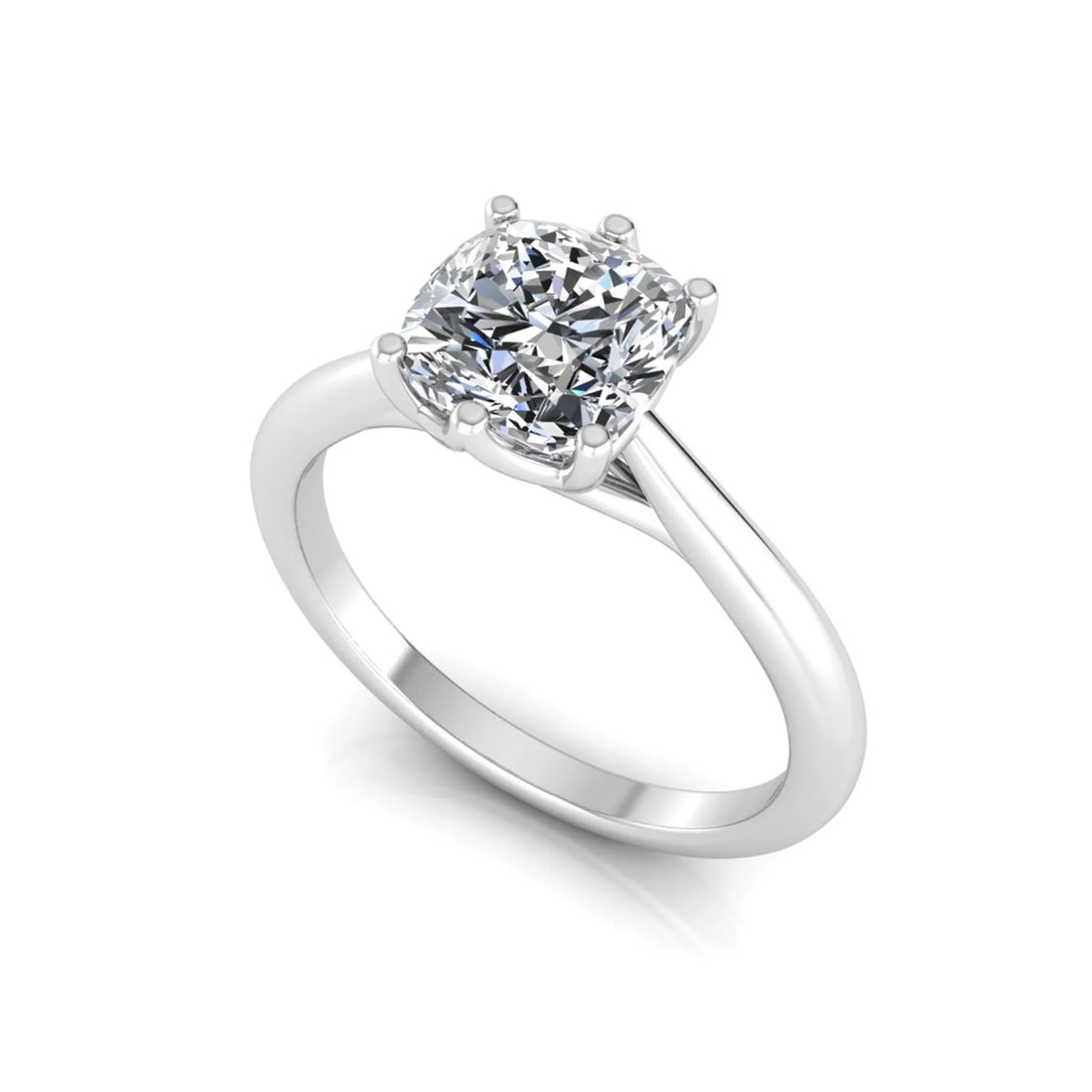 OctaPearl 1.5 ct Cushion Six Prong Lab Grown Diamond Solitaire Engagement Ring
