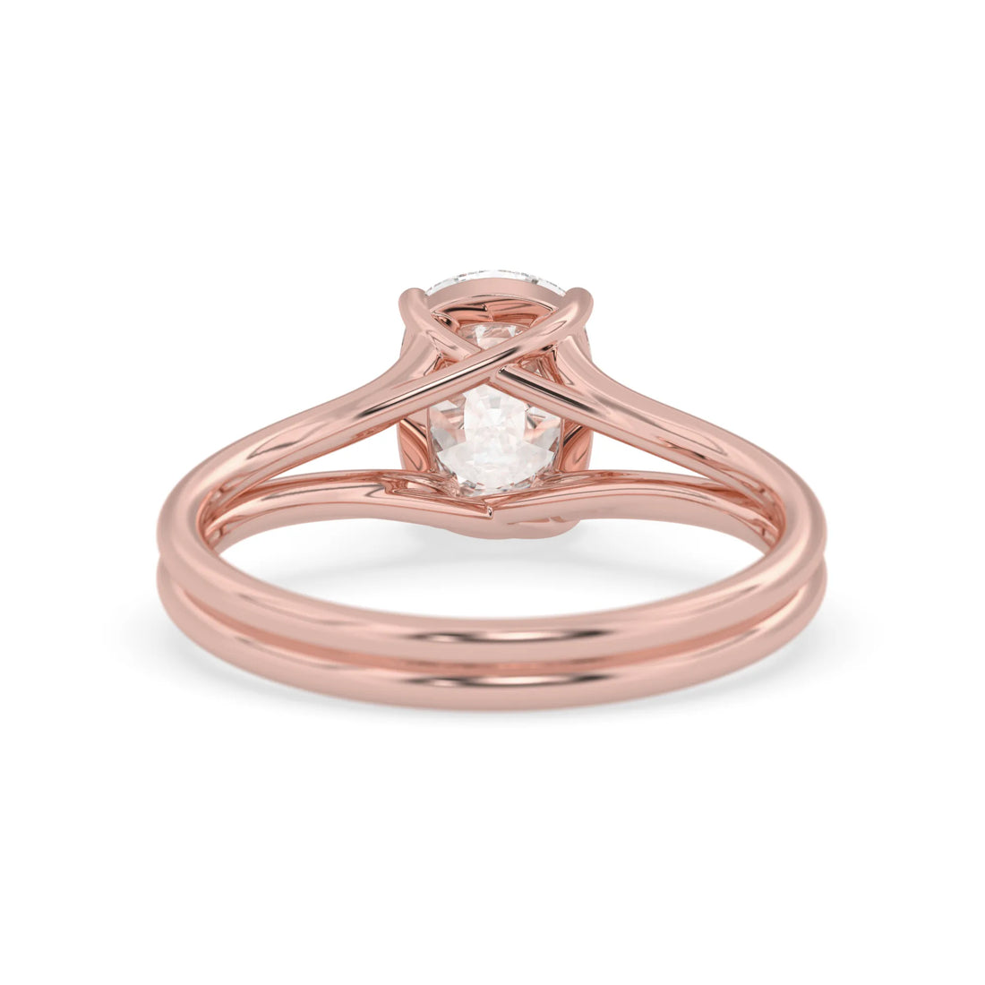 OctaPearl 2 ct Cushion Lab Grown Diamond Solitaire Split Shank Engagement Ring