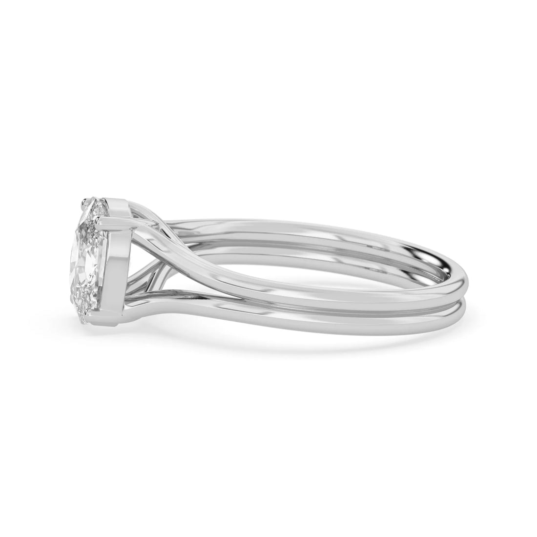 OctaPearl 2 ct Cushion Lab Grown Diamond Solitaire Split Shank Engagement Ring