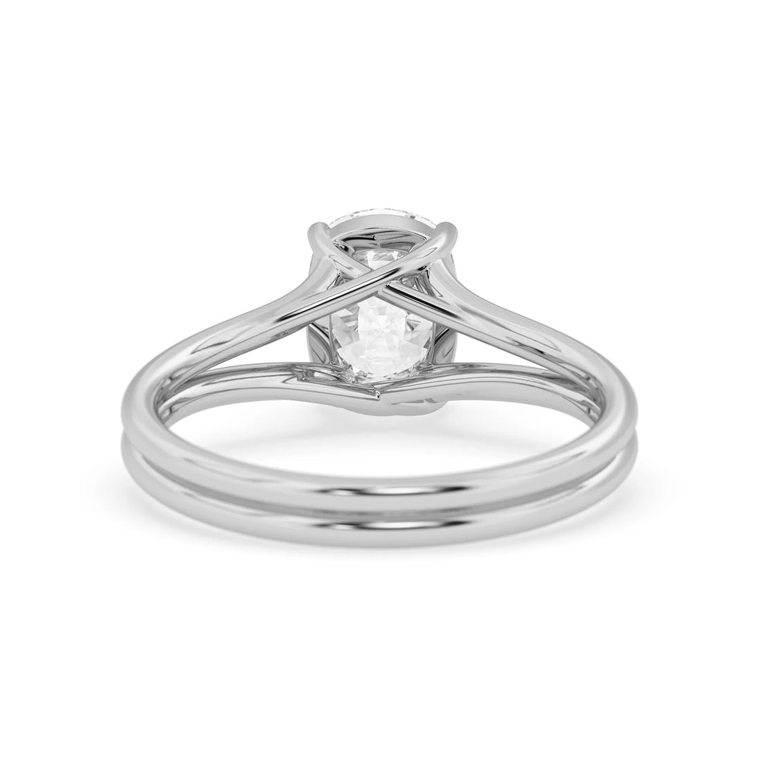 OctaPearl 2 ct Cushion Lab Grown Diamond Solitaire Split Shank Engagement Ring