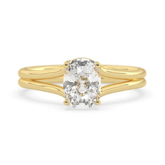 OctaPearl 2 ct Cushion Lab Grown Diamond Solitaire Split Shank Engagement Ring
