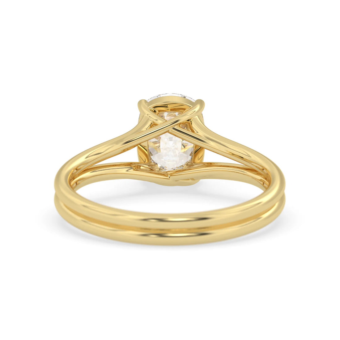 OctaPearl 2 ct Cushion Lab Grown Diamond Solitaire Split Shank Engagement Ring