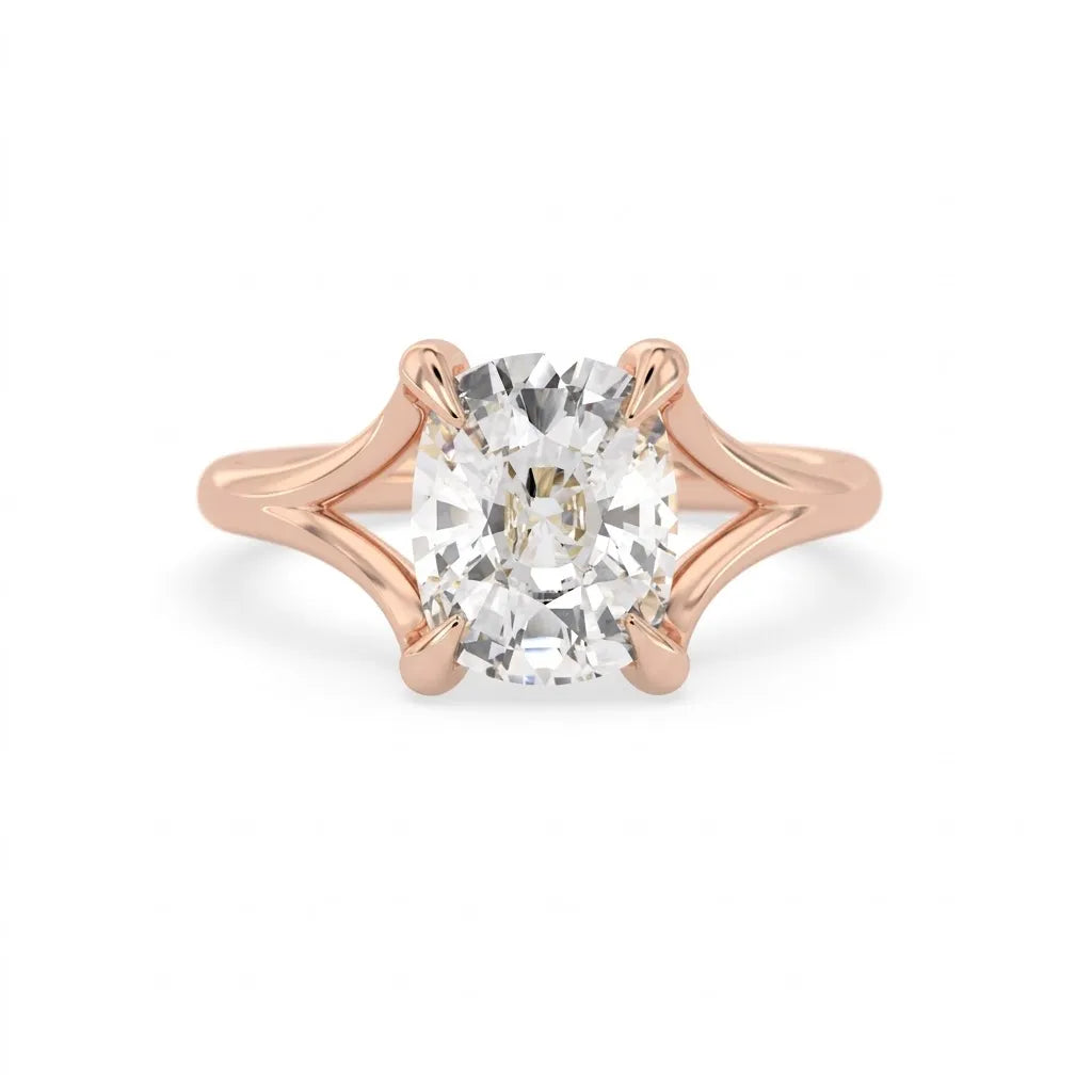 OctaPearl 3 ct Cushion Cut Split Shank Claw Prong Lab Grown Diamond Engagement Ring