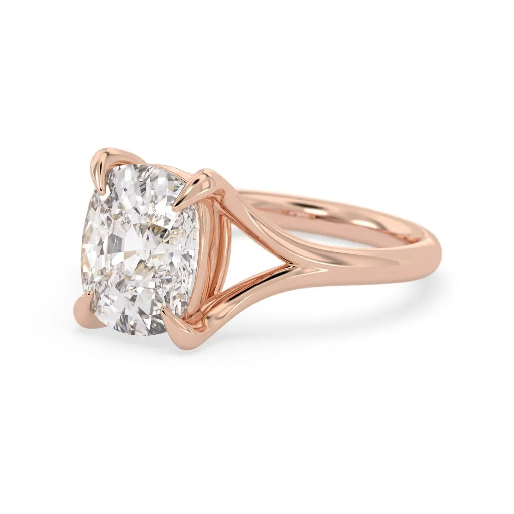 OctaPearl 3 ct Cushion Cut Split Shank Claw Prong Lab Grown Diamond Engagement Ring