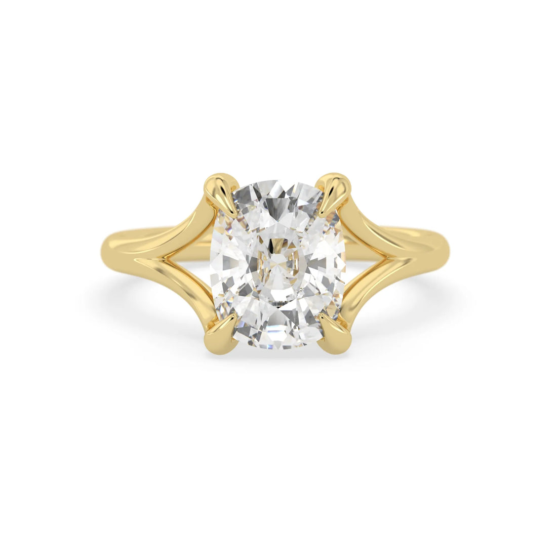 OctaPearl 3 ct Cushion Cut Split Shank Claw Prong Lab Grown Diamond Engagement Ring
