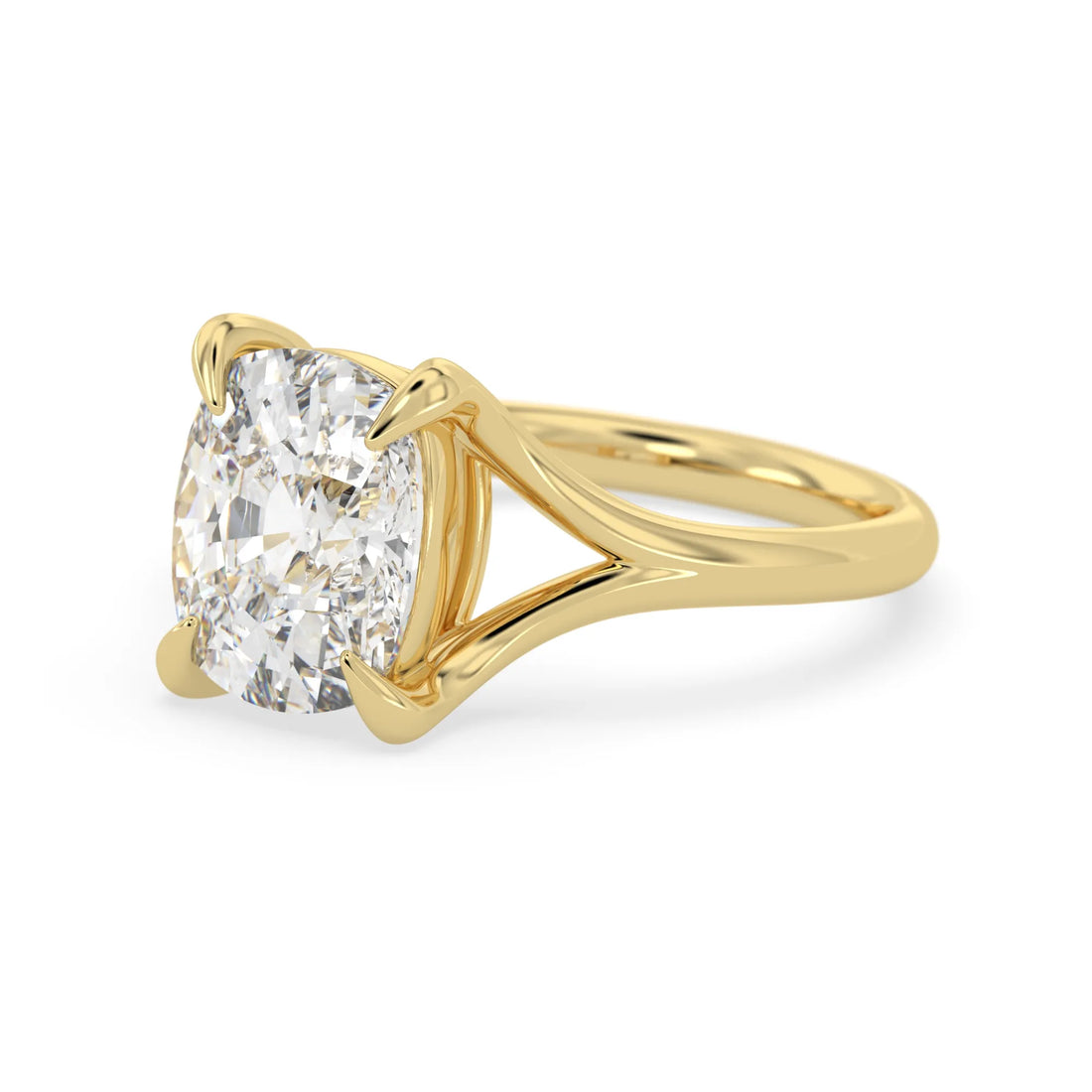 OctaPearl 3 ct Cushion Cut Split Shank Claw Prong Lab Grown Diamond Engagement Ring