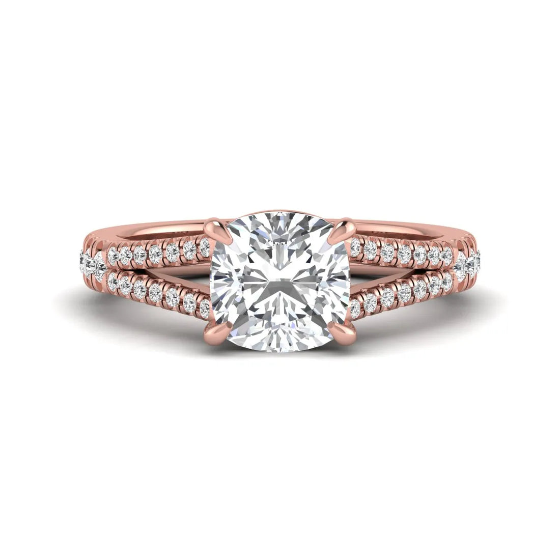 OctaPearl 2 ct Cushion Split Shank Pavé Lab Grown Diamond Engagement Ring