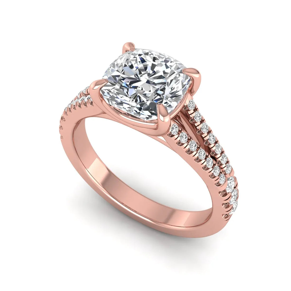 OctaPearl 2 ct Cushion Split Shank Pavé Lab Grown Diamond Engagement Ring