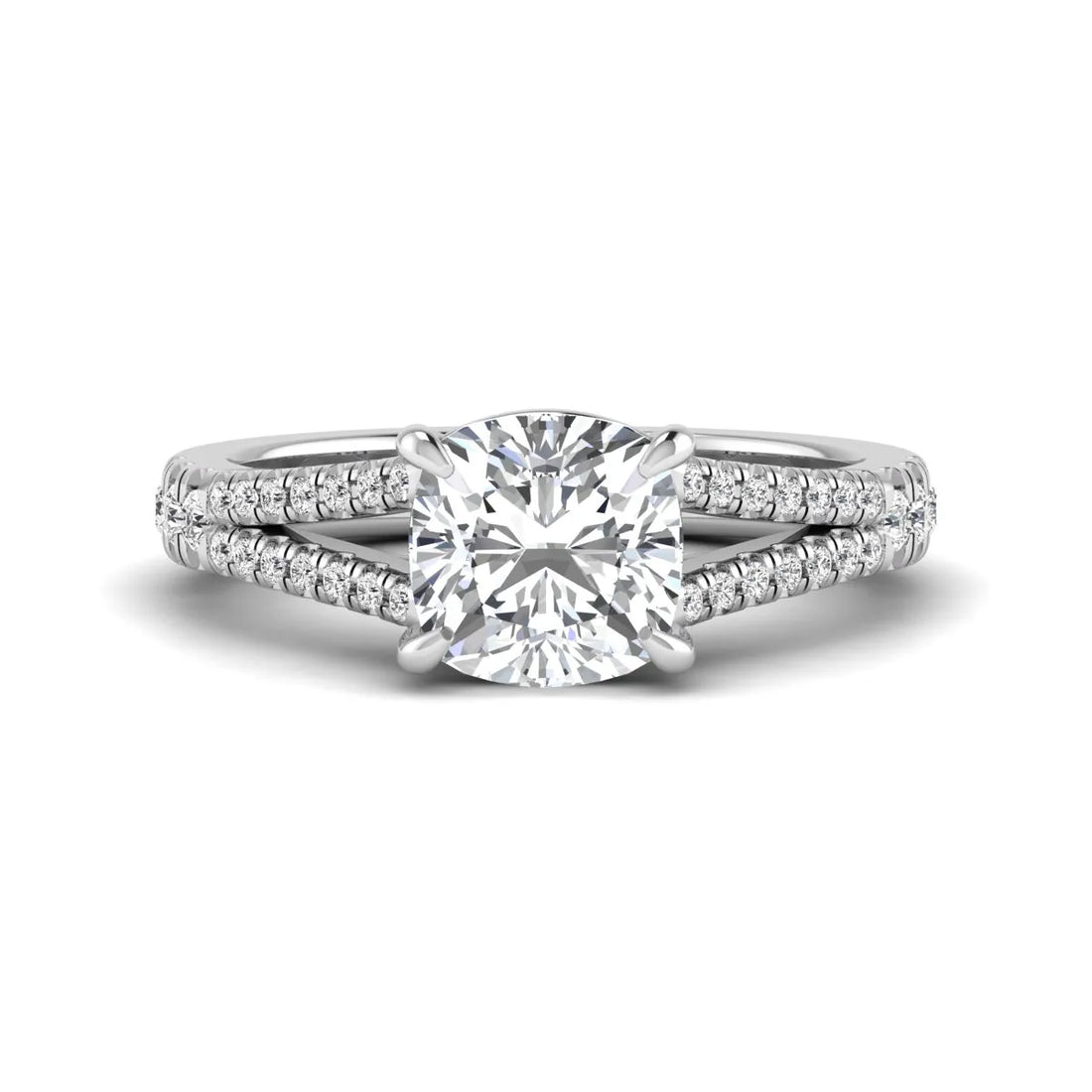 OctaPearl 2 ct Cushion Split Shank Pavé Lab Grown Diamond Engagement Ring