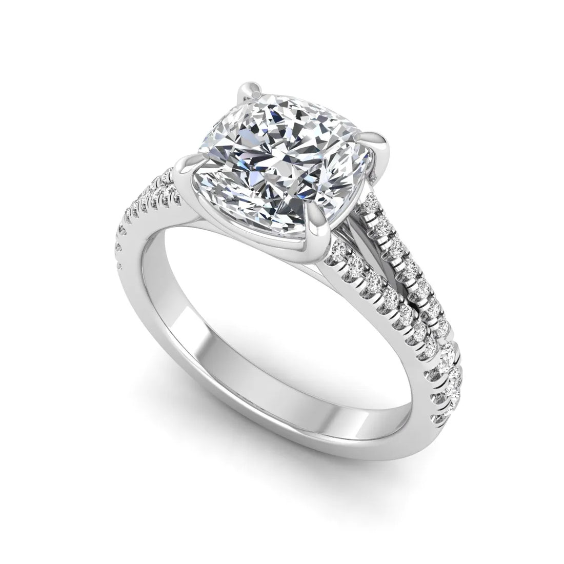 OctaPearl 2 ct Cushion Split Shank Pavé Lab Grown Diamond Engagement Ring