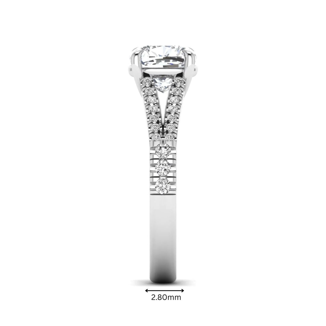 OctaPearl 2 ct Cushion Split Shank Pavé Lab Grown Diamond Engagement Ring