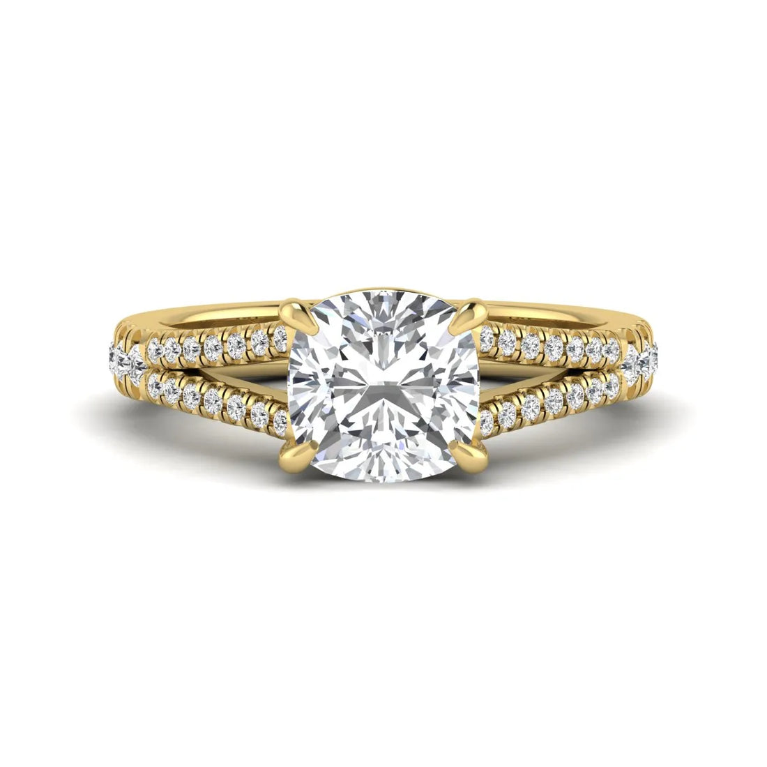 OctaPearl 2 ct Cushion Split Shank Pavé Lab Grown Diamond Engagement Ring