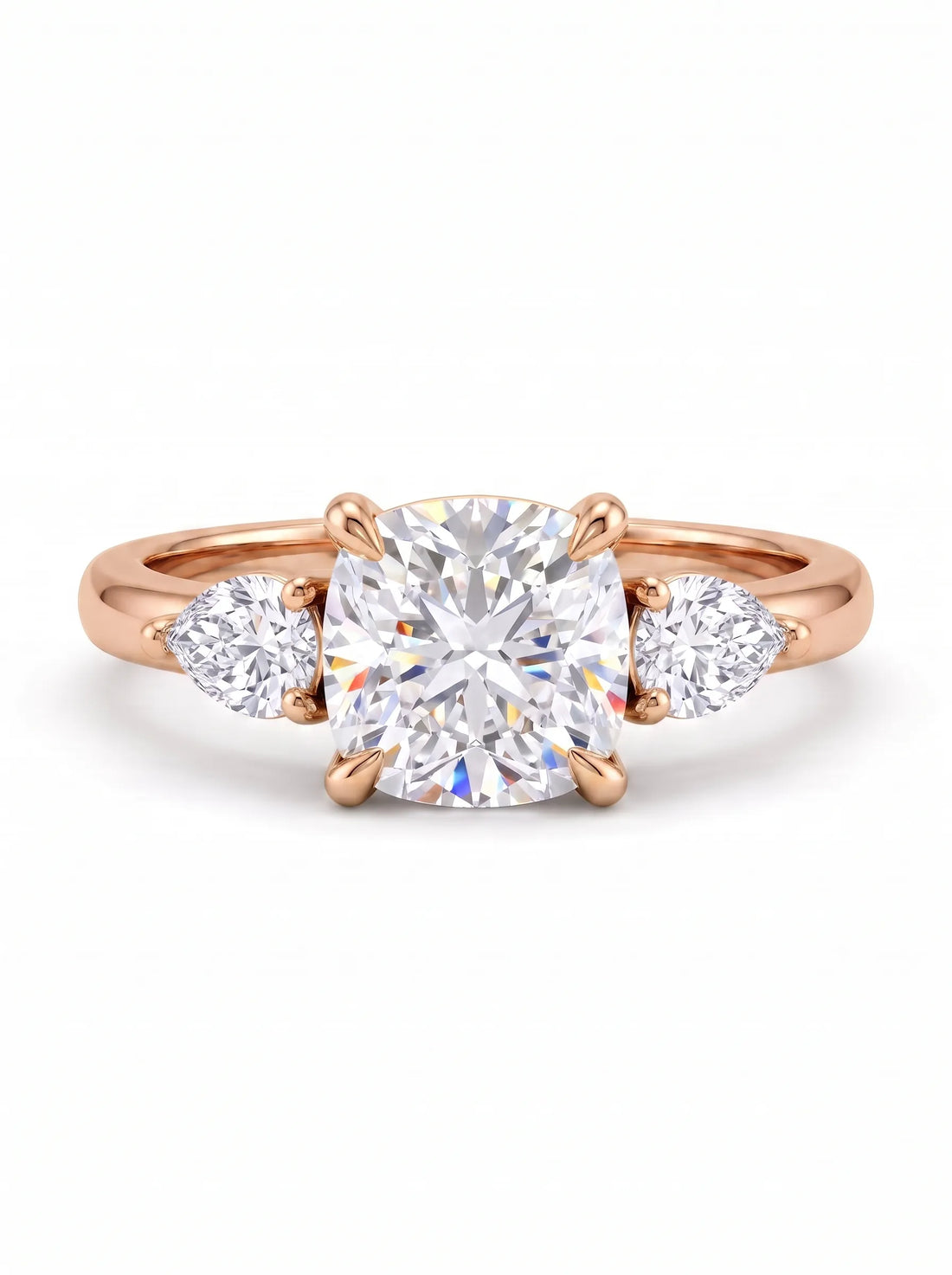 OctaPearl 1 ct Cushion Three Stone Lab Grown Diamond Engagement Ring
