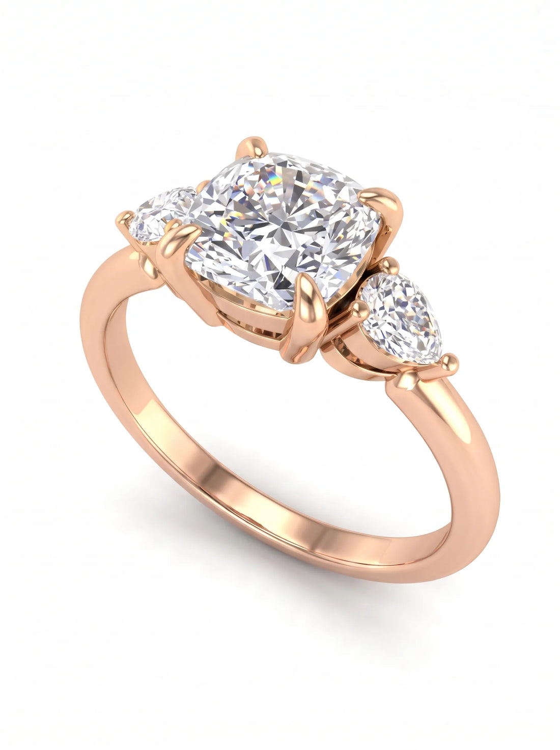 OctaPearl 1 ct Cushion Three Stone Lab Grown Diamond Engagement Ring