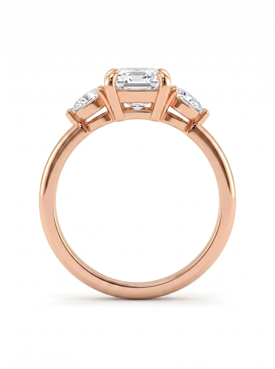 OctaPearl 1 ct Cushion Three Stone Lab Grown Diamond Engagement Ring